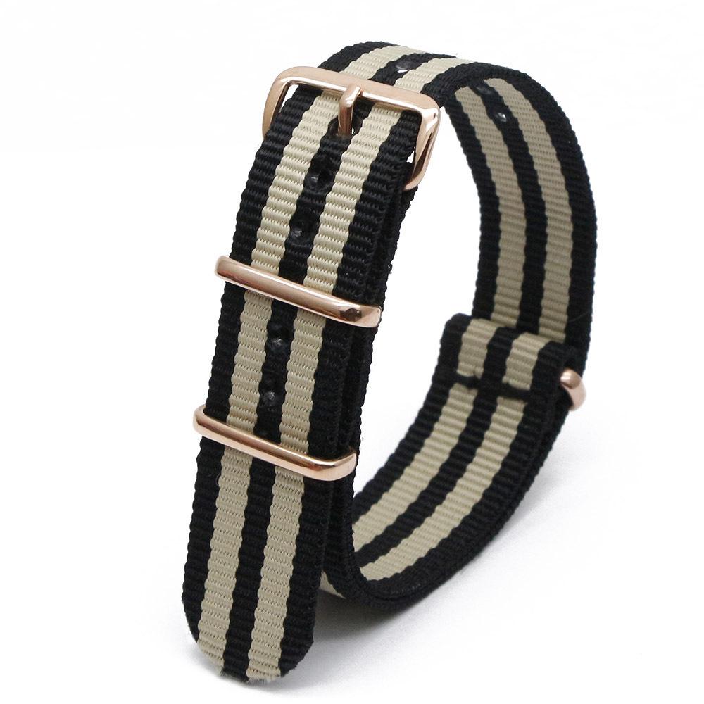 Rose Gold Buckle Nylon Watch Strap - Canvas Replacement for DW Watches