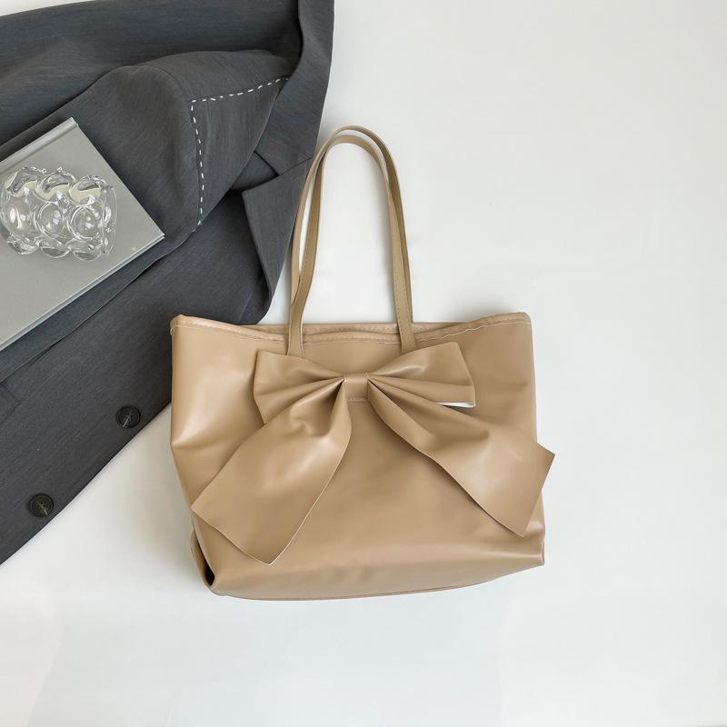 Bow Large-capacity Tote Bag Women's New Niche High-end Soft-sided Commuter Handbag Shoulder Bag Creativity