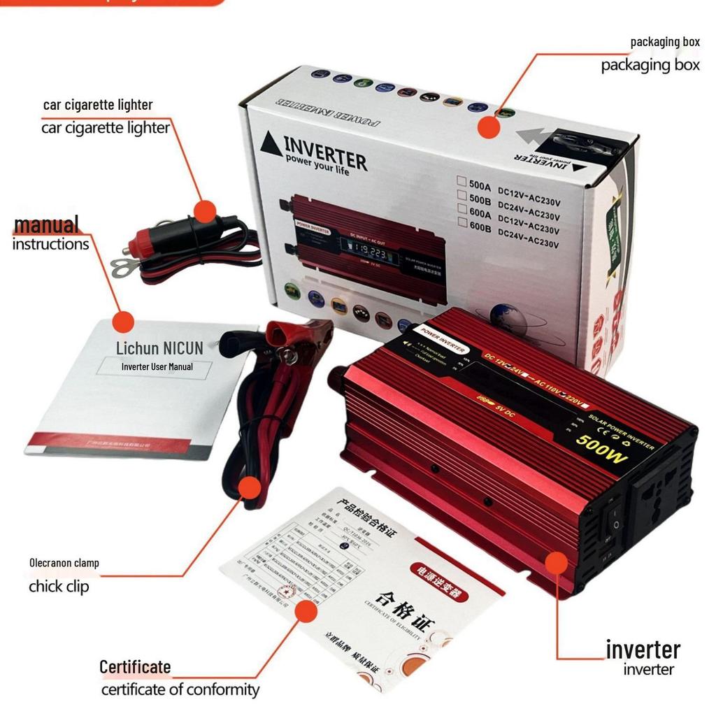 4000W Digital Car Power Inverter 12V/24V to 110V/220V