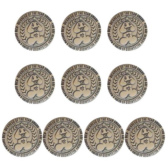 

10 шт. Монета «Дикхед года» Премия «Дикхед» Памятная медаль вызова Фестиваль металлических коллекционных монет