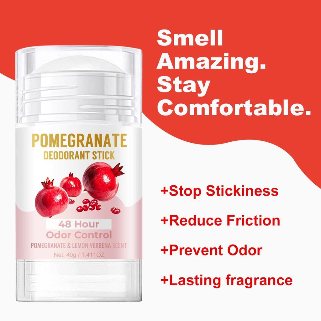 Stick deodorant cu rodie - Deodorizare de lungă durată, protejează bariera pielii - Potrivit pentru toate părțile corpului feminin, 40g