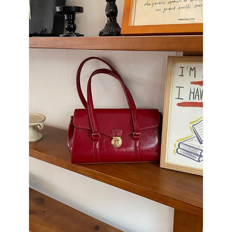 Borsa Rossa Festiva per Donna Nuova Borsa da Sposa Texturizzata Borsa a Mano Versatile con Temperamento Grande Capacità Monospalla Borsa da Matrimonio