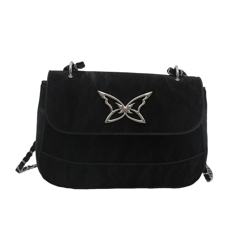 Fashion chain small square bag 2025 autumn new textured butterfly underarm bag casual simple messenger bag