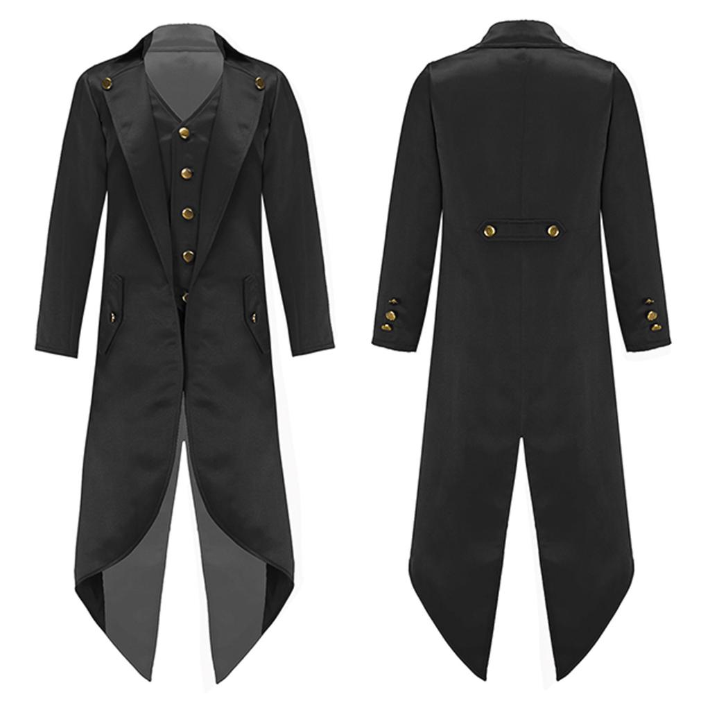 Costume Steampunk médiéval pour enfants garçons et filles, manteau d'Halloween, veste victorienne, faux manteau deux pièces