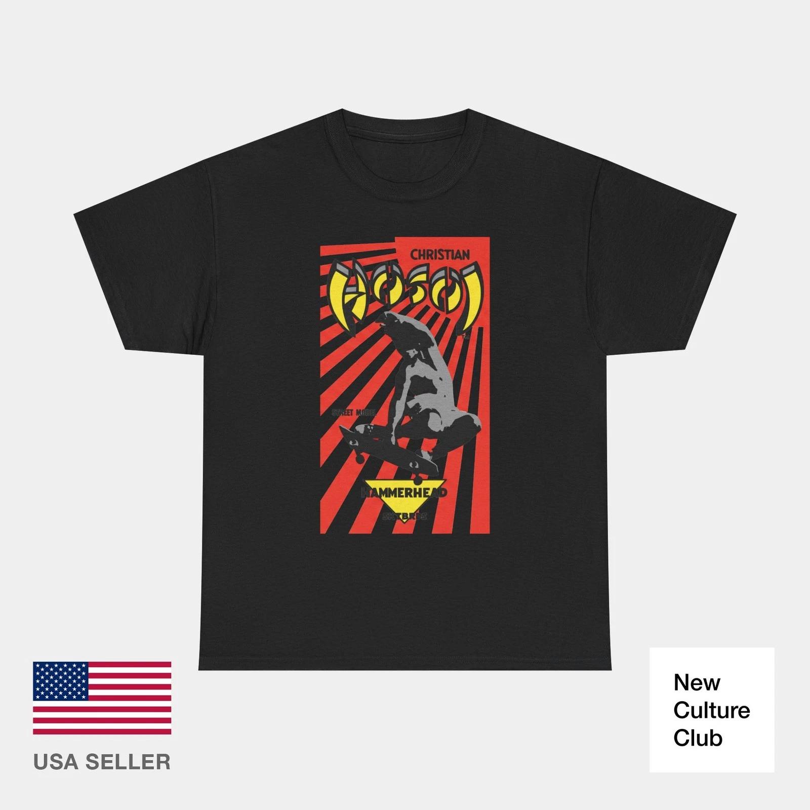 Classic Christian Hosoi Red Hammerhead Skateboards 80s Vert Skate T-Shirt Print XS