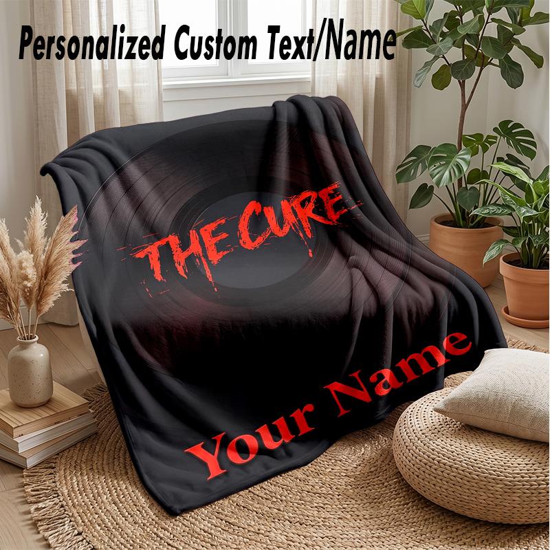 The Cure Custom Flannel Throw Blanket Print Your Name Text Soft Warm Blanket Holiday Present