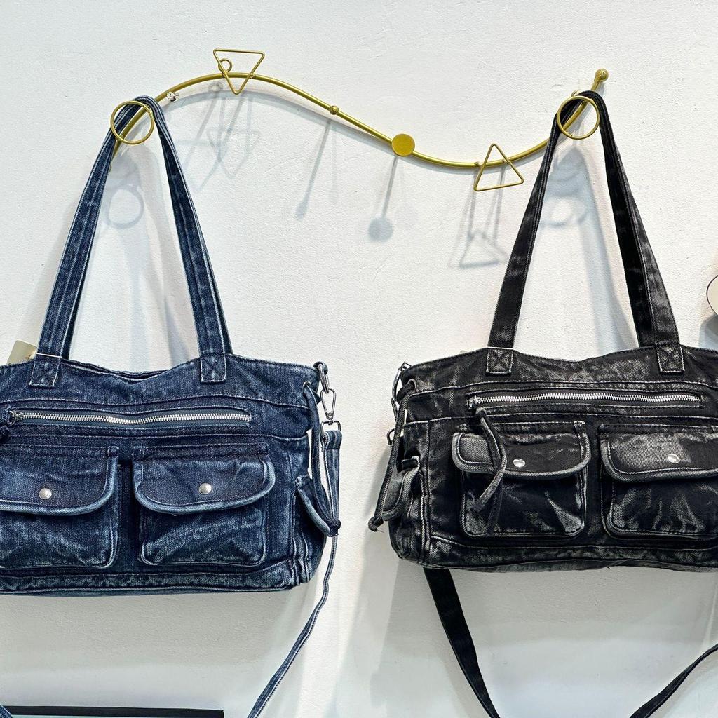 Denim Women's Bag Tote Bag 2026 New Washed Denim Women's Handbag American Retro Bag Old Fashion Shoulder Bag