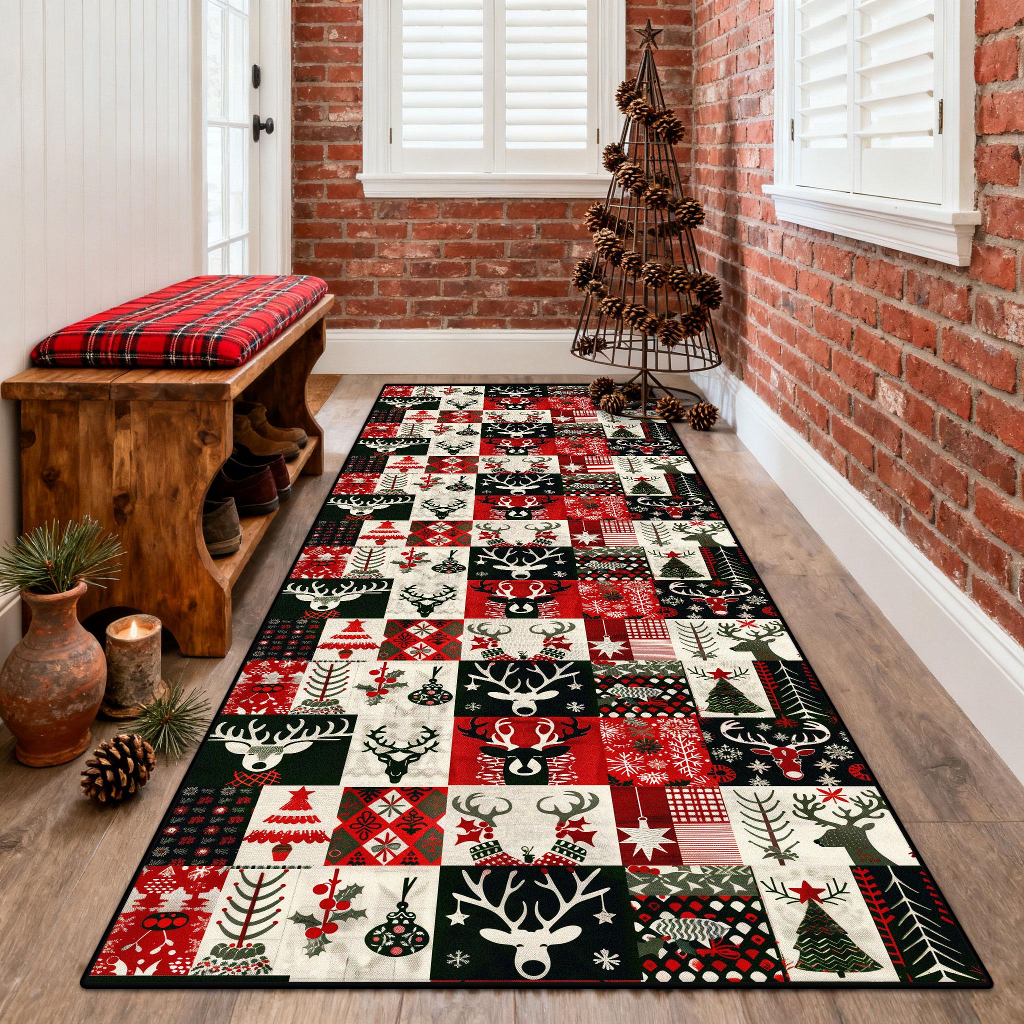

European Style Long Corridor Carpet Christmas Tree Decoration Non-slip Runner Rugs Home Living Room Bedroom Aisle Stair Foot Mat 60x200cm