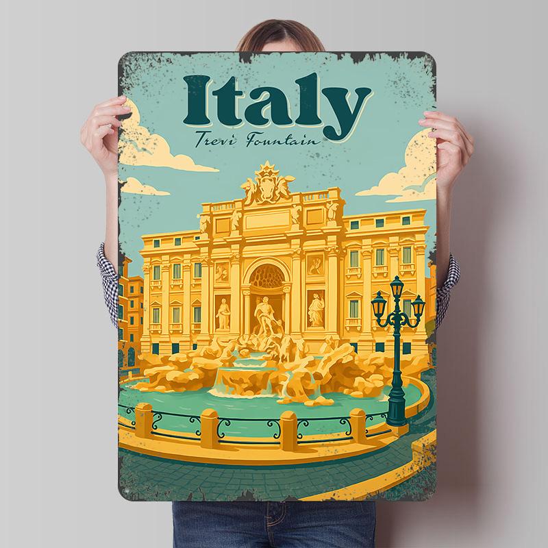 

Italy Trevi Fountain Travel Tin Plaque Poster Customized Wall Art Retro Vintage Metal Signs for Man Cave Gaming Room Decoration 7.9x11.8In(20x30cm)