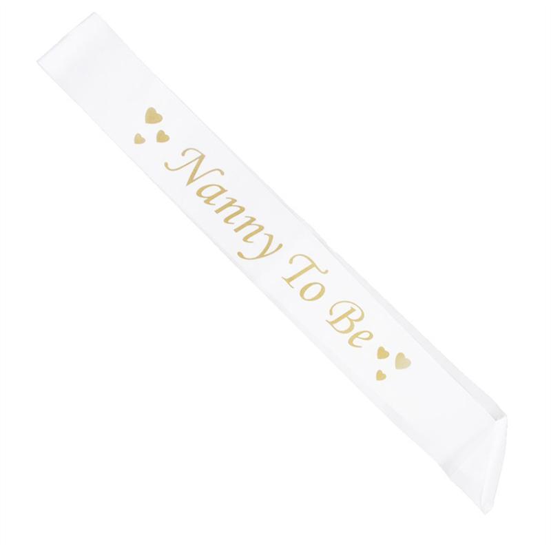 Nanny to Be White Satin Sash Ribbons Baby Shower Party Favors Love Hearts