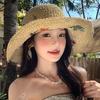 Embroidered Flower Flower Straw Hat Boho UV Protection Cap Sweet Women's Sun Hats  Travel