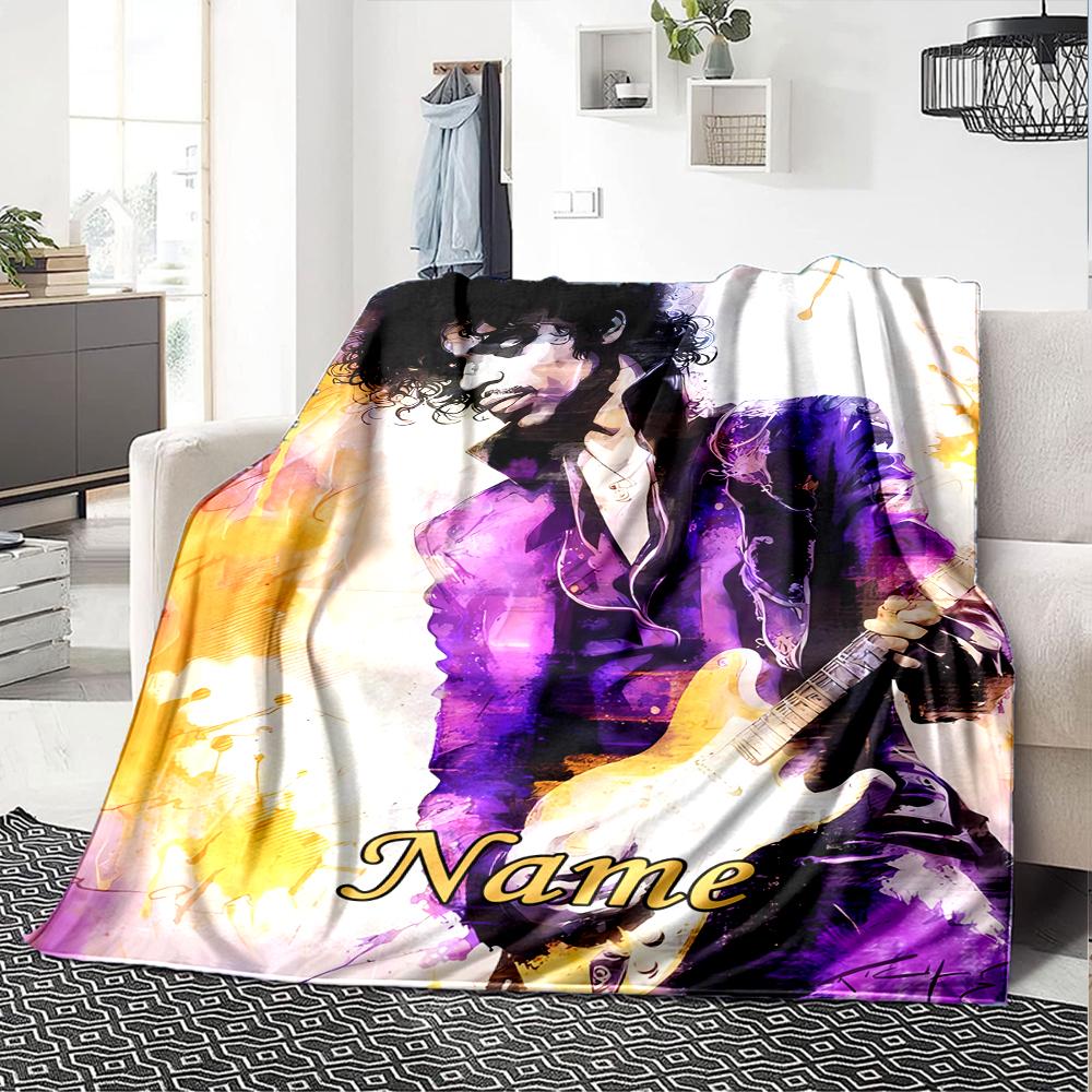 Custom Name Prince Theme Printed Blanket - Perfect for Couch, Bed, Travel & Outdoor Use | Machine Washable, Cozy & Durable.