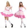 Elegant Super Mario Pink Princess Peach Costume Dress With Crown And Gloves Set