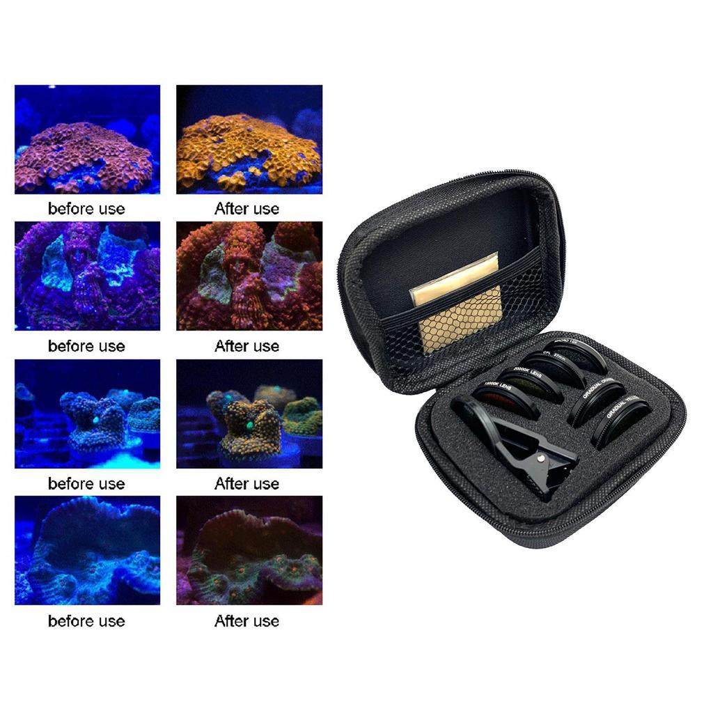 37mm 6 In 1 Aquarium Lens Fish Tank Phone Camera Lens Filter Macro Lens Yellow Lens Filter Coral Reef Aquarium Universal