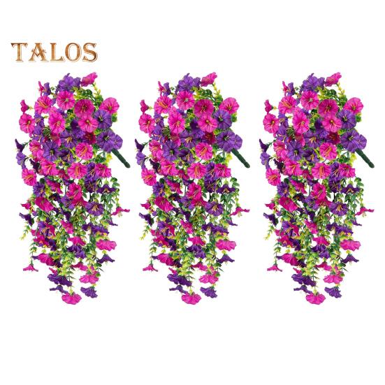 

3 шт. подвесной искусственный цветок ипомеи устойчивый к ультрафиолетовому излучению реалистичный искусственный шелковый цветок для свадебной вечеринки в помещении и на открытом воздухе в саду настенный искусственный цветок украшение 3pcs разноцветный