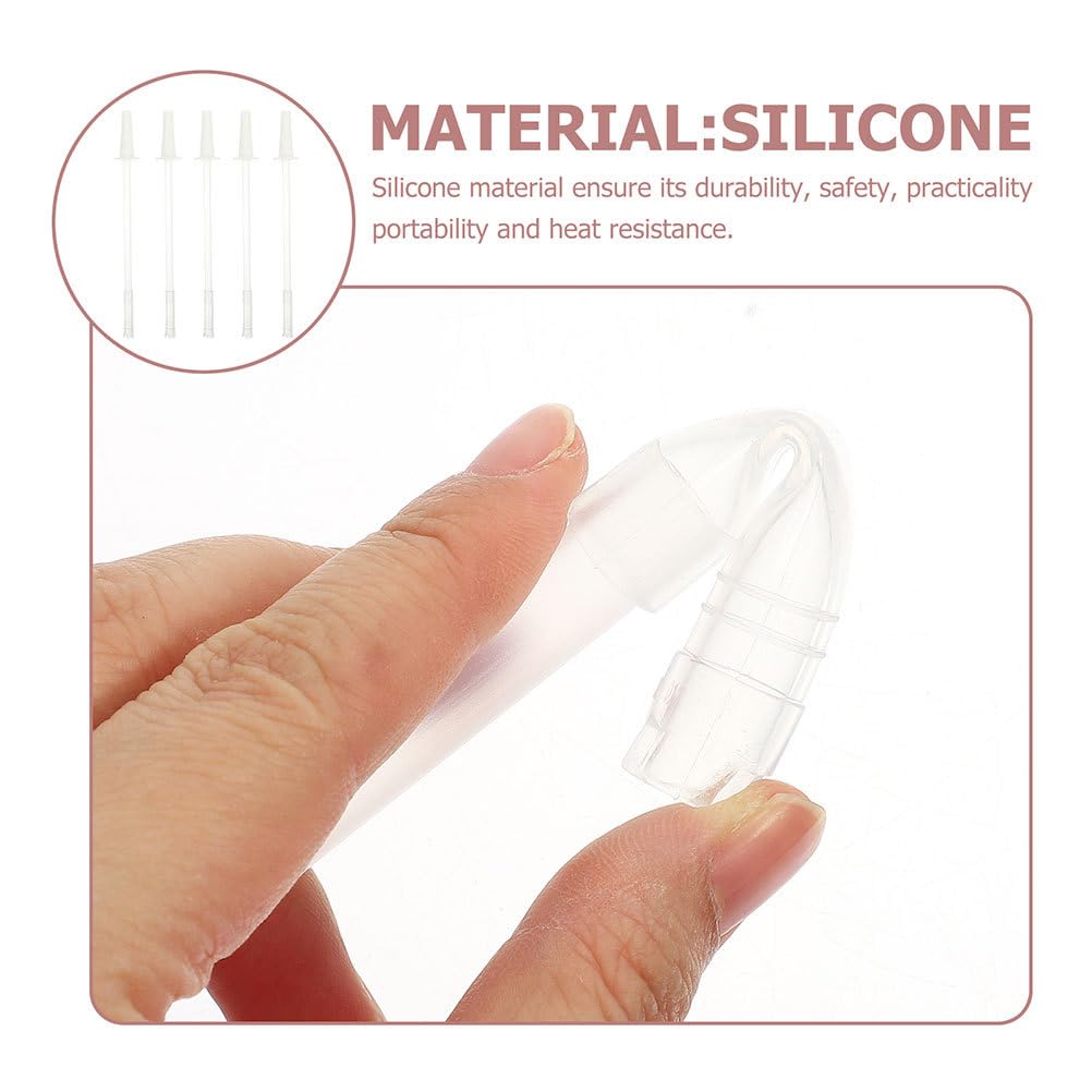 Amosfun Set of 6 Silicone Straws, Large Capacity Replacement Straws for Water Bottles, Long 23.62cm, with Detachable Spouts for Easy Cleaning, Compati