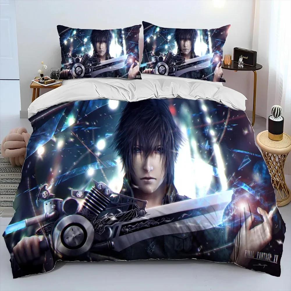 Top Final Fantasy Series Games Cartoon Comforter Bedding Set,Duvet Cover Bed Set Quilt Cover Pillowcase,king Queen Size bedroom