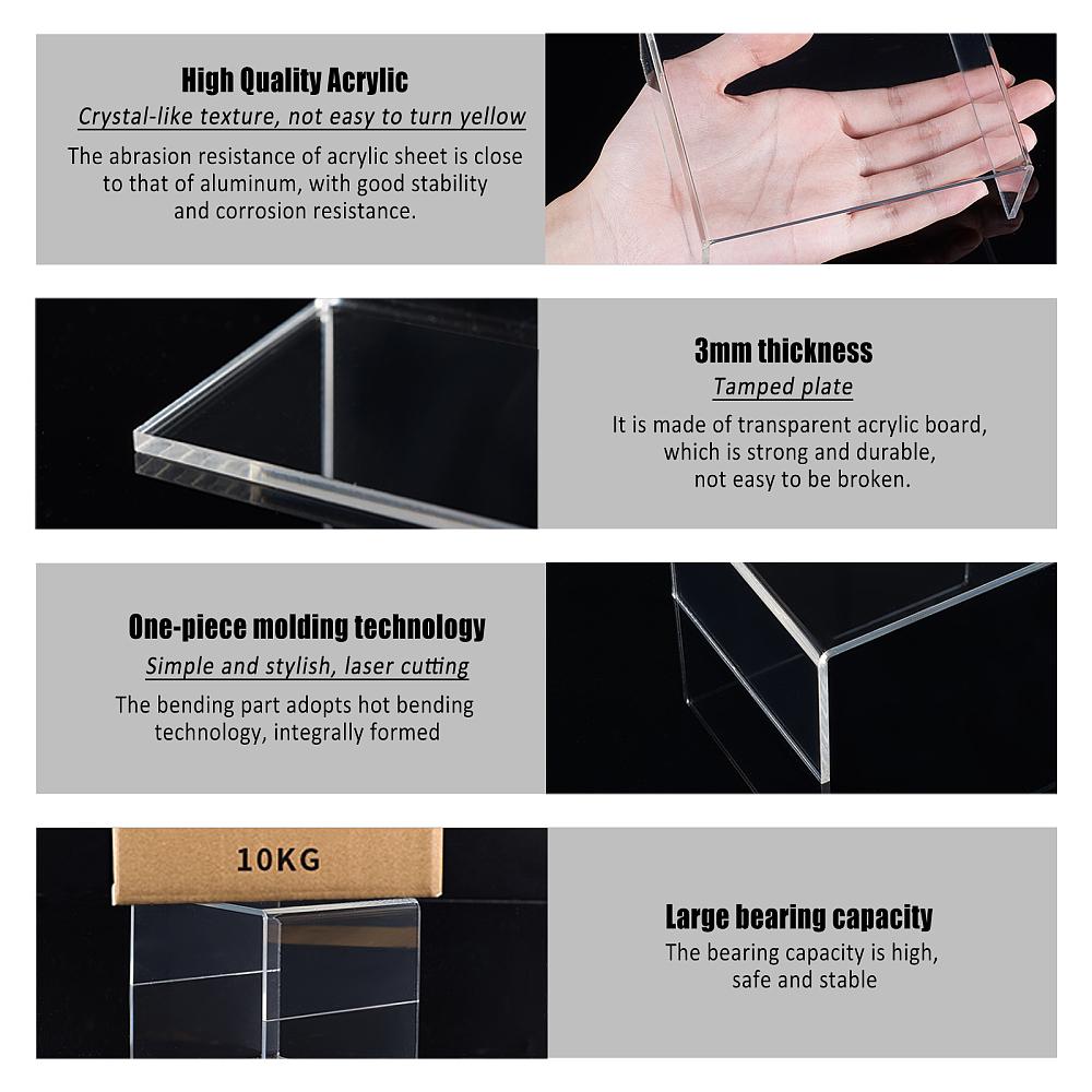1set Acrylic Risers Display U-Shape Jewelry Display Holder for Jewelry Display Store Fixture Table Decorations Clear 12.5x10x5.3cm 16x10x7.9cm