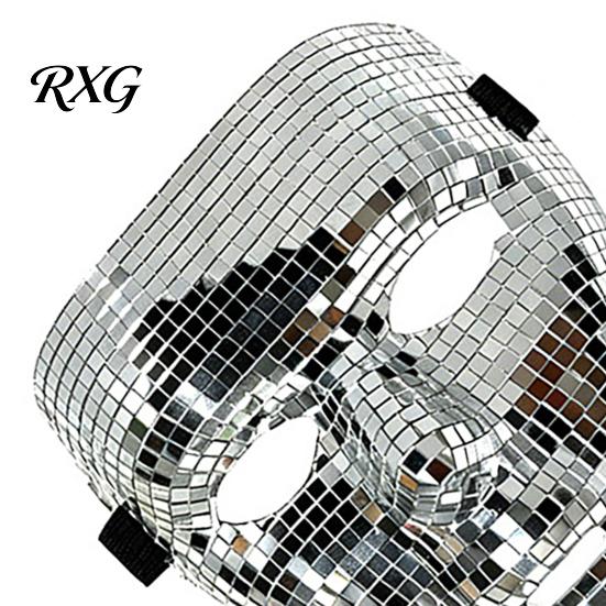Weighted Free Party Mask Halloween Disco Ball Mask, Breathable Mirror Mosaic Masquerade, High Visibility Glitter Costume for Dance Performance,