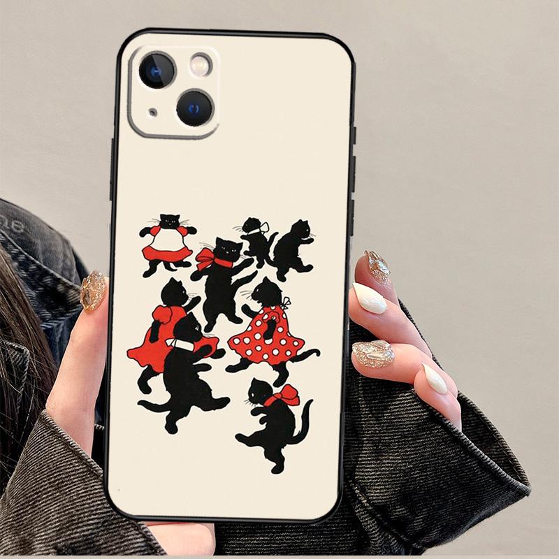 

ЧЕРНЫЙ МИЛЫЙ КОТЕНОК Чехол для телефона Для iPhone 17 Pro Max 14 13 12 11 15 16 Pro Max mini 15 Plus 16e 17 Air Cover iPhone 15Pro MAX