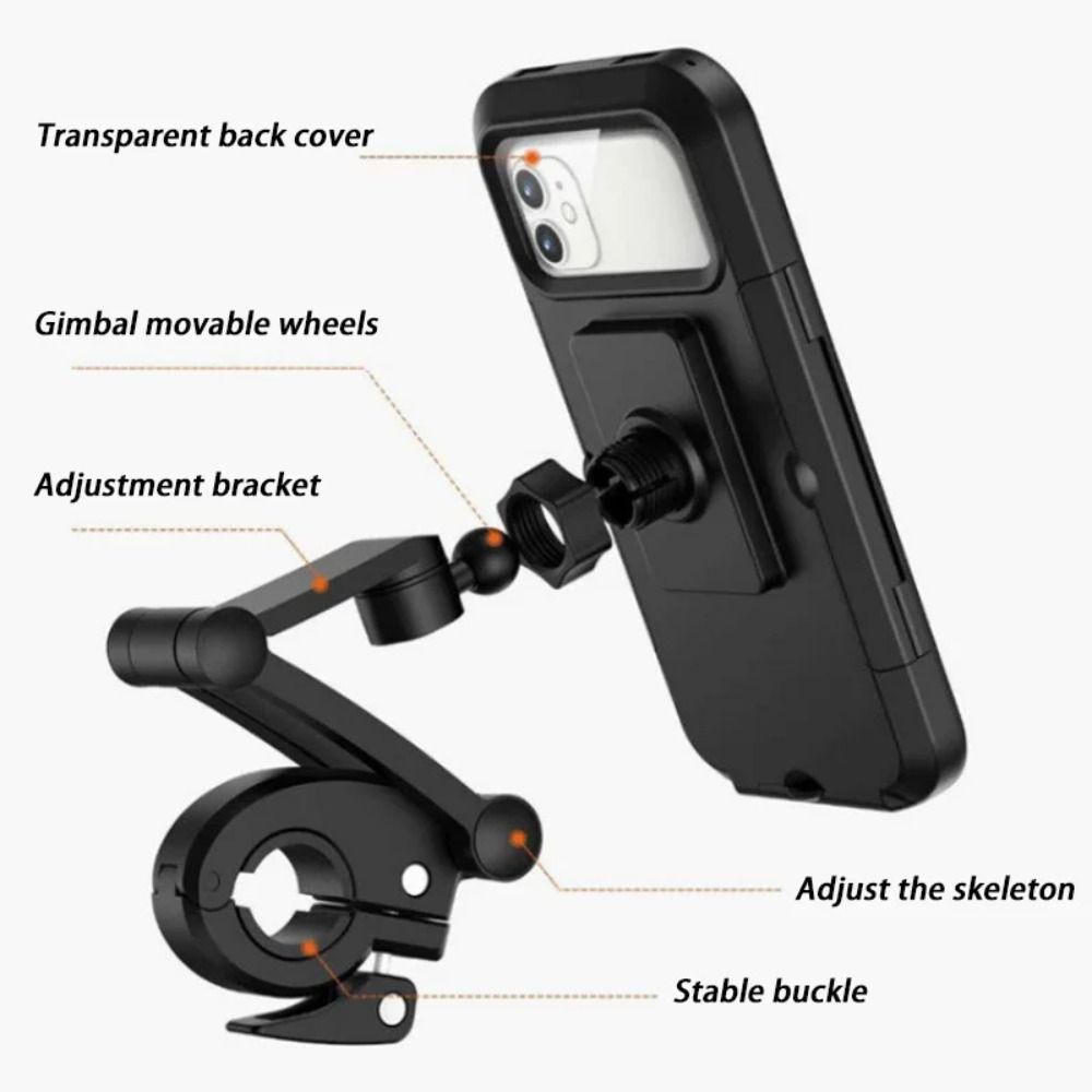 Anti-shake Motorcycle Phone Holder 360° Swivel Waterproof Rearview Mirror Bracket Universal Adjustable Bicycle Phone Stand MTB