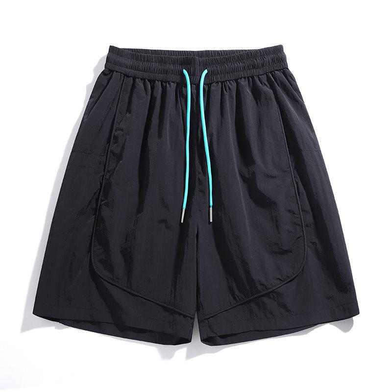 Men’s RS-1298 Quick-Dry Ice Silk Bermuda Shorts - Summer Loose Fit Casual Sports Beachwear 3XL полночный черный