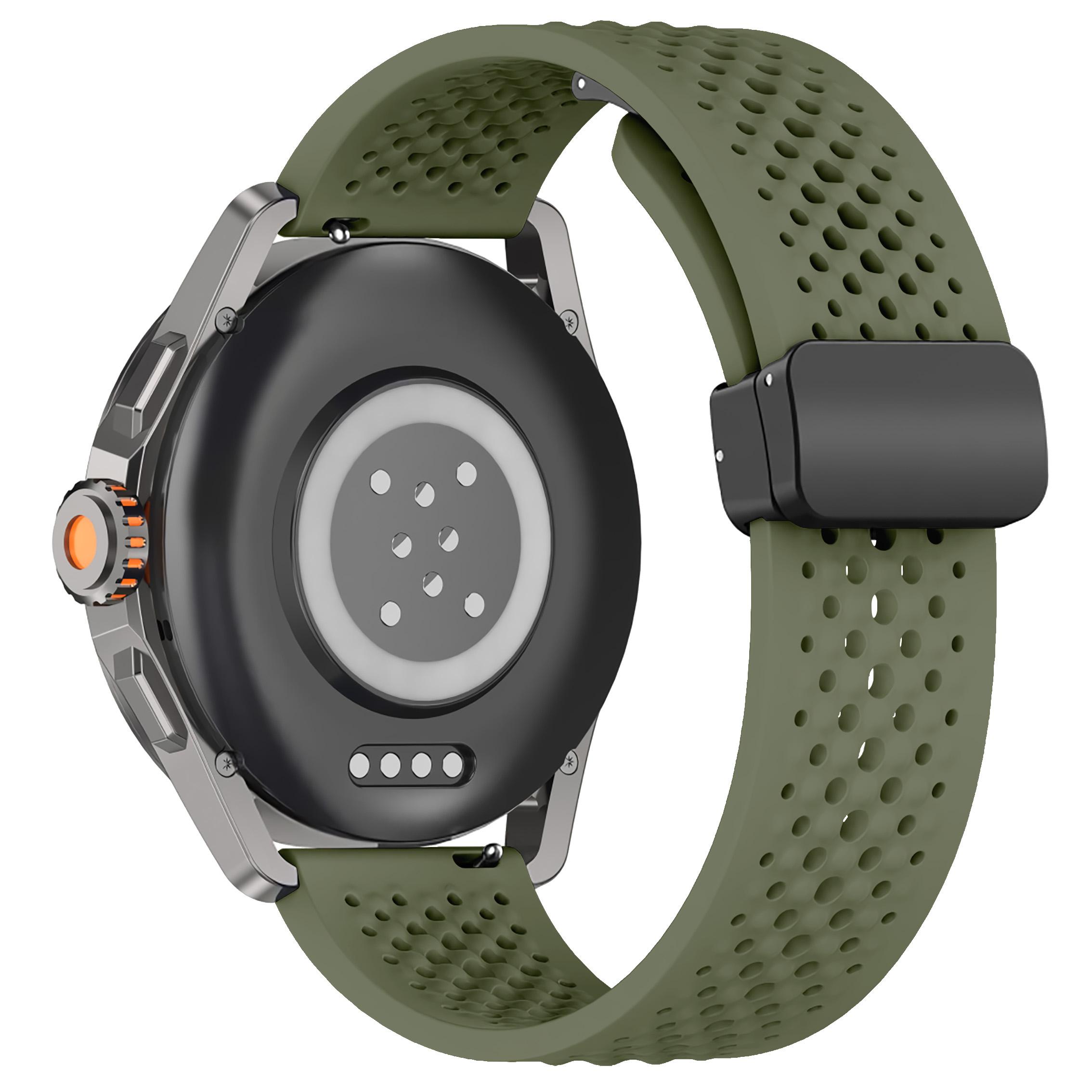 

Для Xiaomi Watch S4 Sport Ремешок для часов 22 мм Магнитная застежка Перфорированный силиконовый ремешок на запястье Army Green