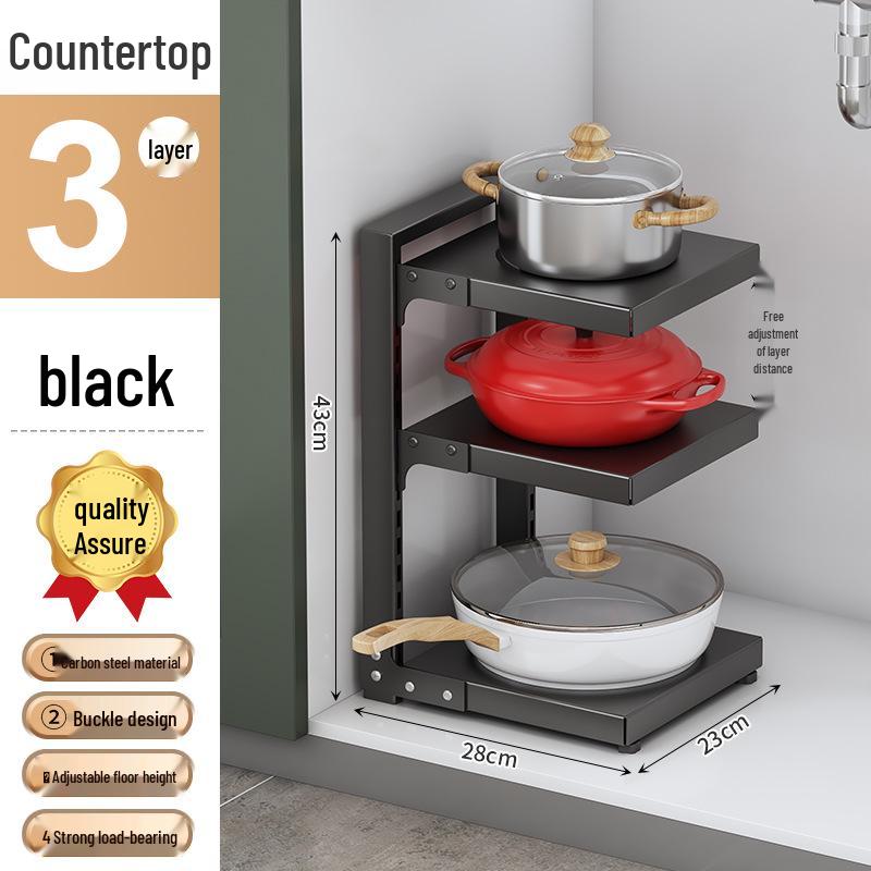 Vícevrstvý organizér na hrnce pod dřez pro skříňku, úložný prostor na nádobí
