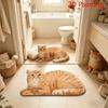 Realistic Cat Faux Cashmere Floor Mat Thickened Bedside Rug Absorbent Bathroom Foot Pad Cute Pet Bedroom Carpet