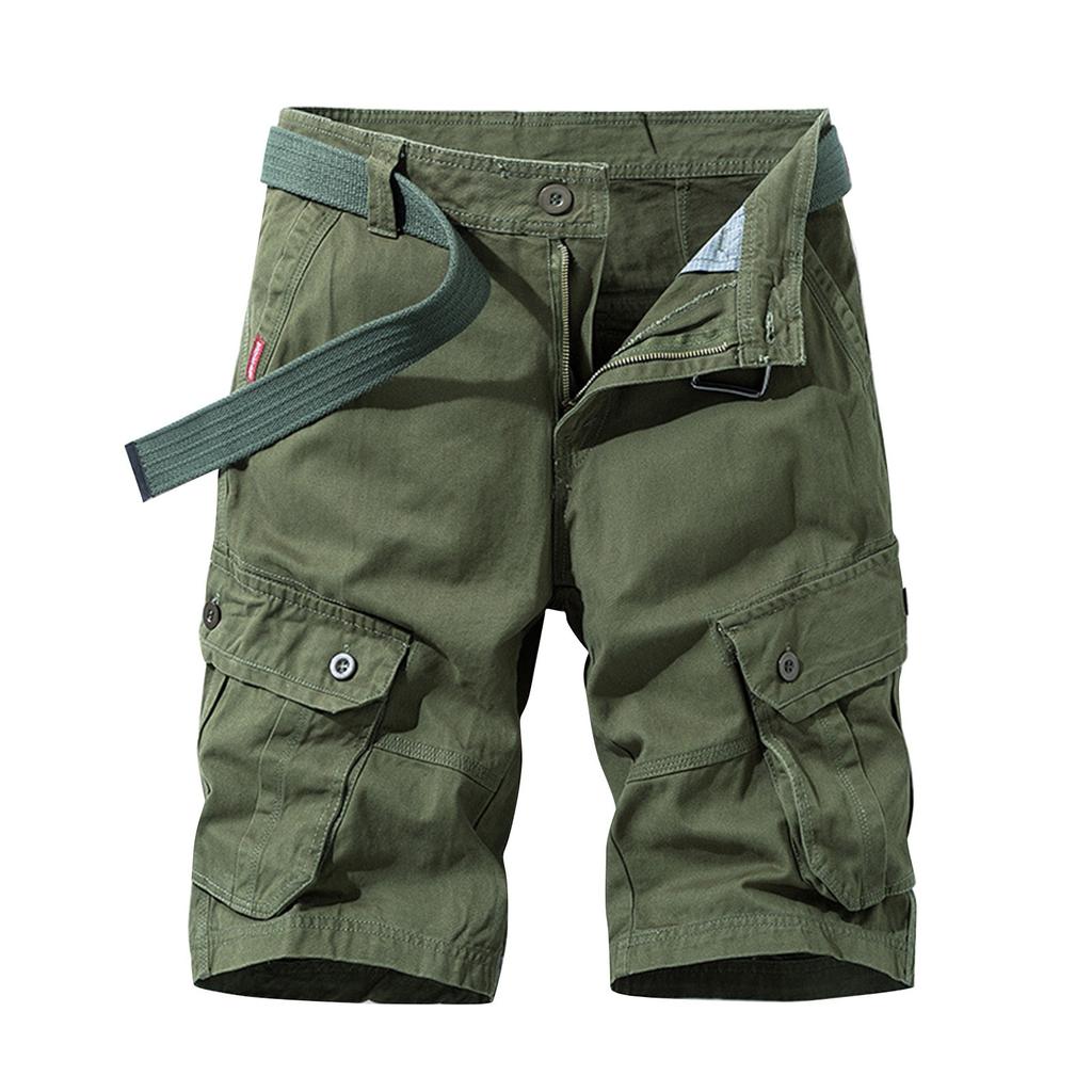 Men's Summer Multi-Pocket Cargo Shorts Men's Casual Fashion Solid Color Loose Cargo Shorts