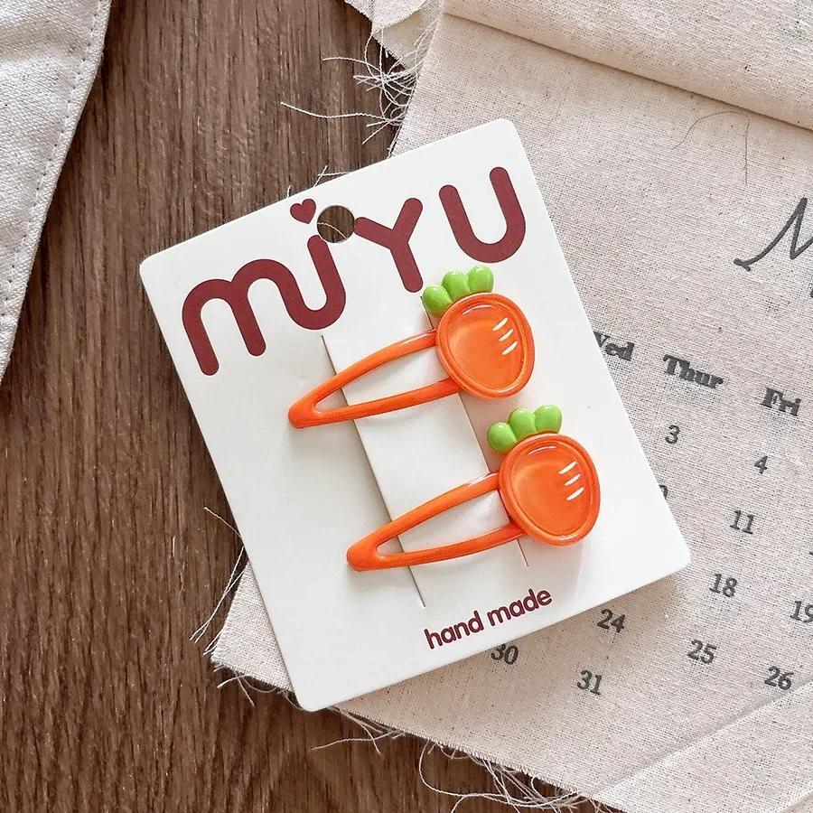 2pcs/set Creative Design Fruit Kids Girl Hair Clip Cartoon Peach Strawberry BB Clip for Toddler Kawaii Headwear Hair Accessories