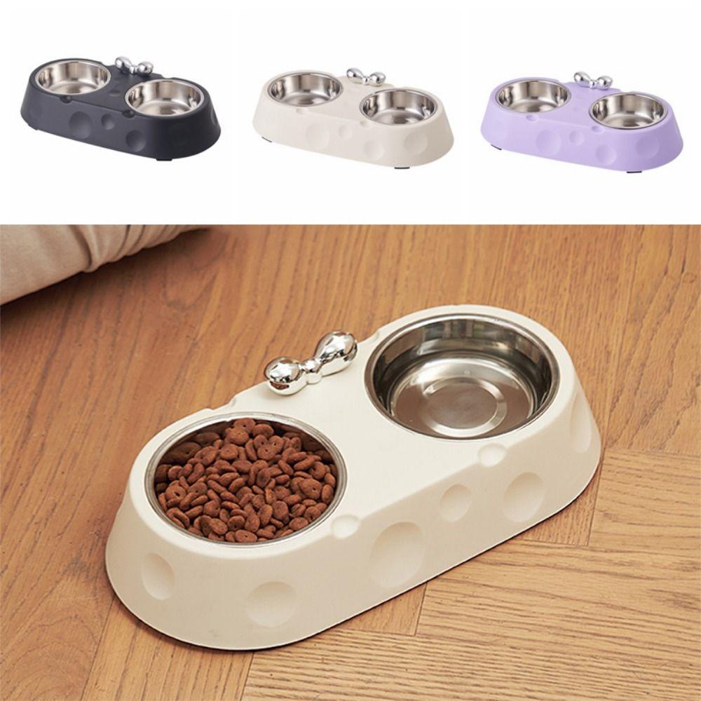

Stainless Steel Dog Double Bowl Double Bowl Pet Drinking Dish Pet Accessories чорний