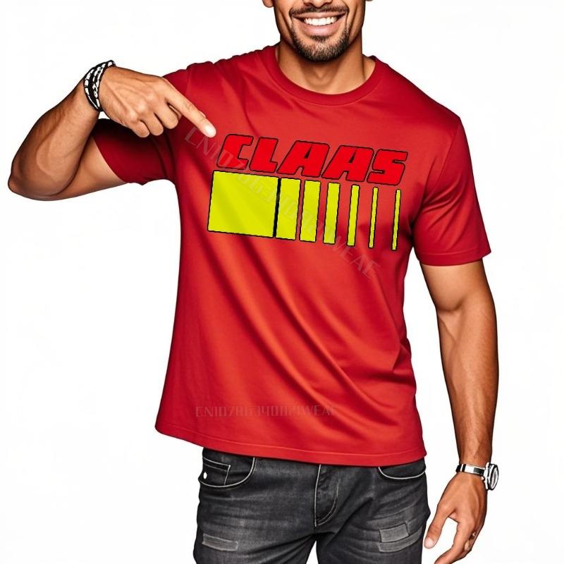 T-Shirts für Unisex Vintage Rundhals-T-Shirt Claas Logo Auf Schwarz Tägliches Tragen Trendiges T-Shirt Mode Bequem Rundhals-T-Shirt