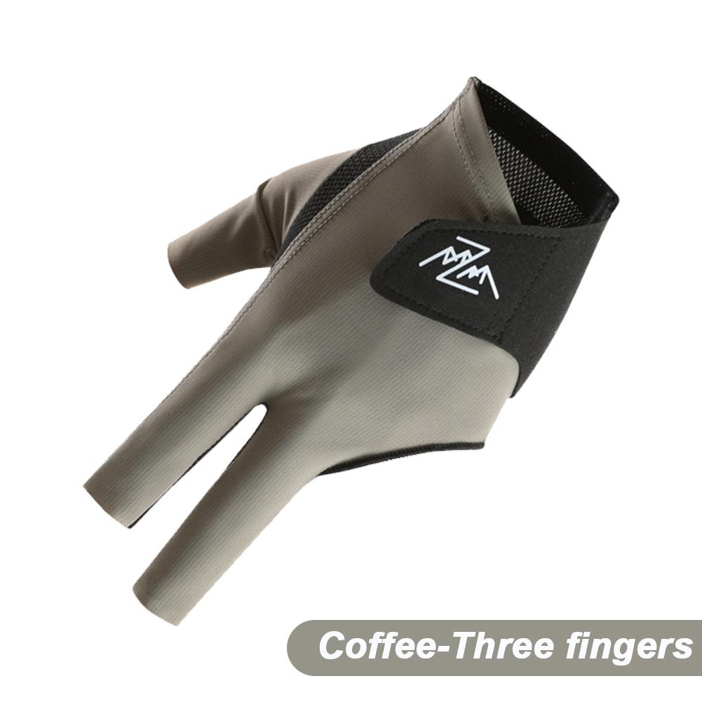 

1 шт. Профессиональные бильярдные перчатки для левой руки, дышащие, износостойкие, противоскользящие, перчатки для снукера, бильярдные принадлежности Three fingers кофейный