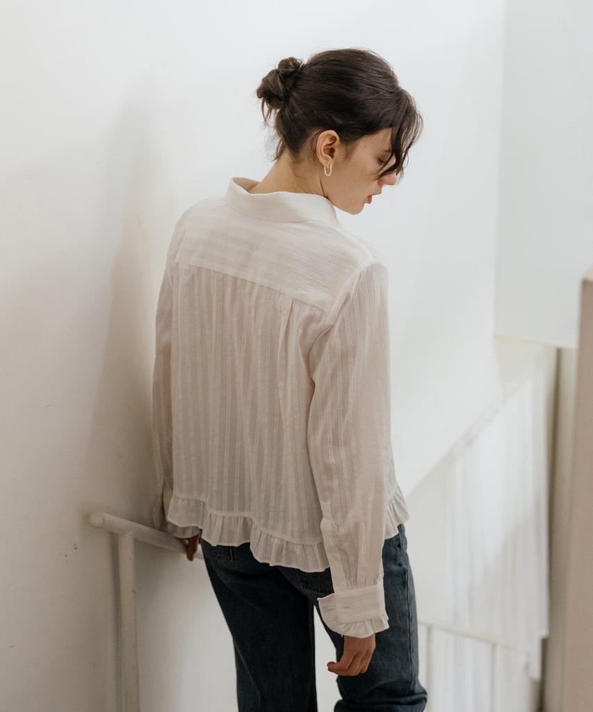 YOUNESS Frill Hem White Shirt