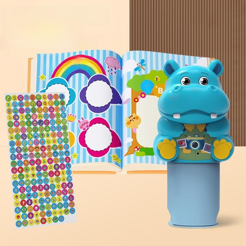 Puzzle Toy Childrens Cartoon Hippopotamus Shape Signet Waterproof Stamp Sticker