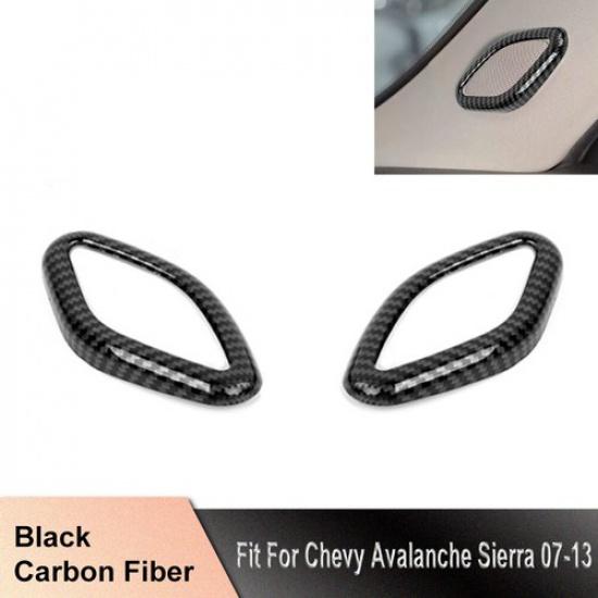 CARBON FIBER A-pillar Horn Speaker Ring COVER For Chevy Avalanche Sierra 07-13
