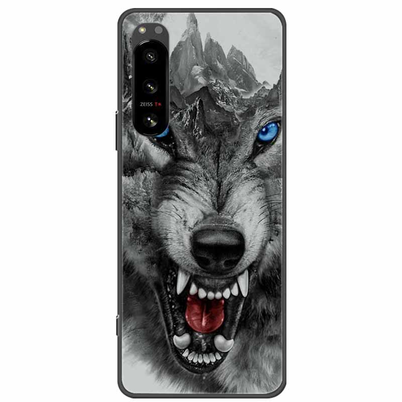 Pro Sony Xperia 5 / 5 II / 5 III Pouzdro TPU Měkký Silikon Nárazuvzdorná Pouzdra pro Sony Xperia 5 III Kryt Telefonu 5II 5III Vlk Lvi