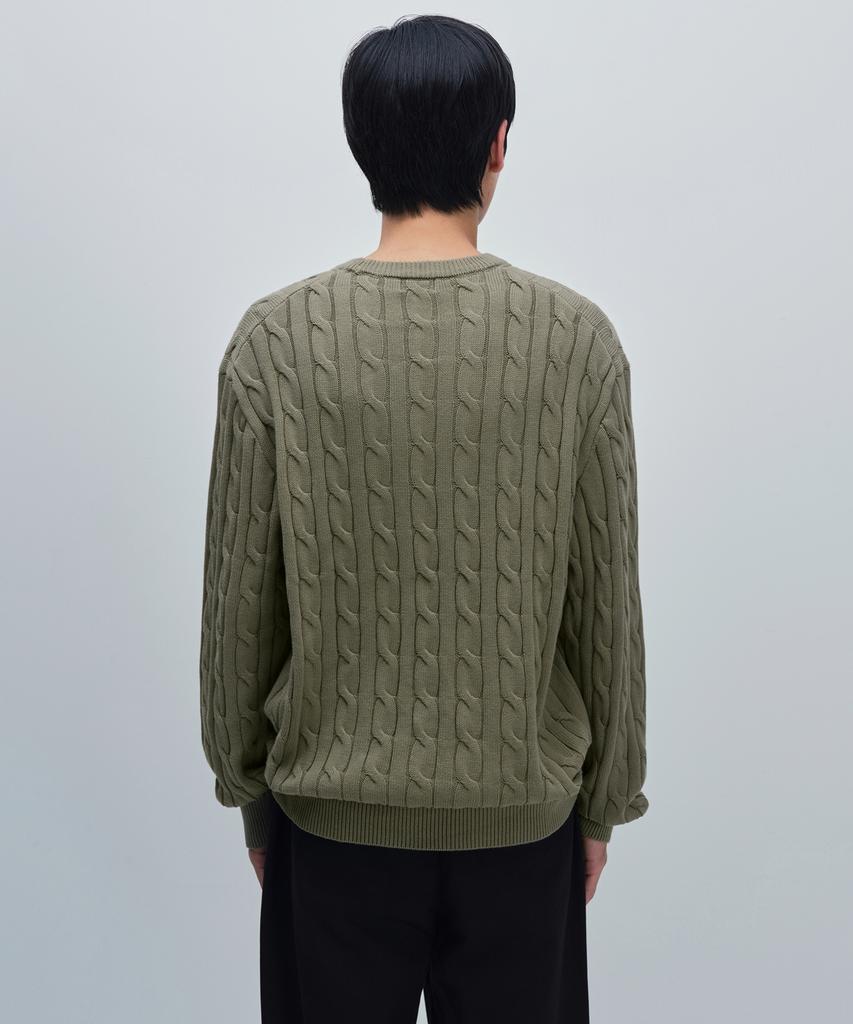 MUSINSA STANDARD Cotton Cable Crew Neck Knit [Sage]