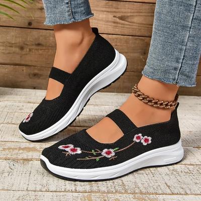 Fashion Ladies Shoes 2024 Elastic Band Women's Vulcanize Shoes Fashion Embroidered Ladies Casual Shoes Hot Sale Round Head Mesh Sneakers