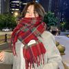 New Korean Version Plaid Scarf Women's Winter Thickened Imitation Cashmere Shawl with Warm Scarf Versatile Student
