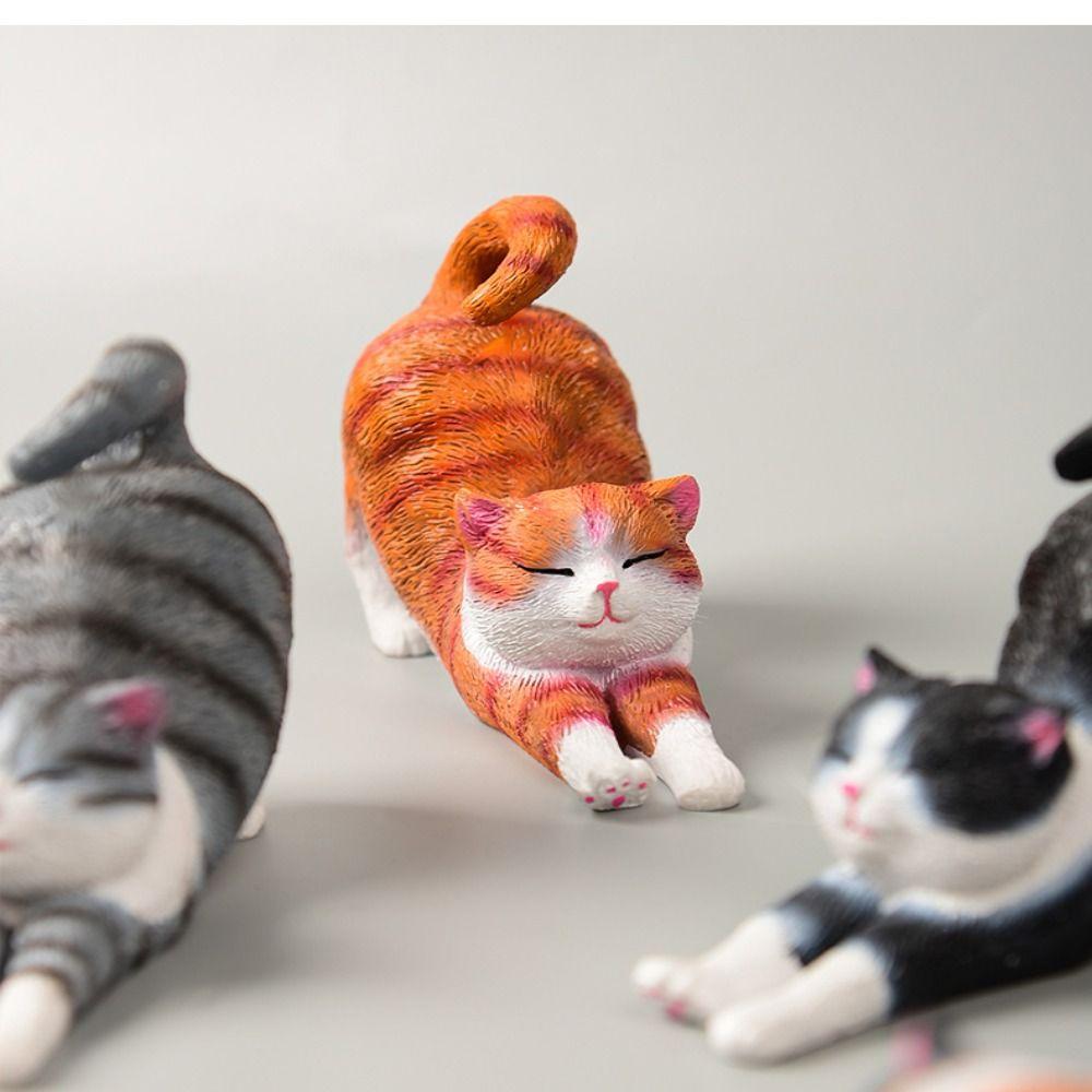 Home Decoration Cartoon Figurine Funny Cat Desktop Decoration New Animal Figurine  Home