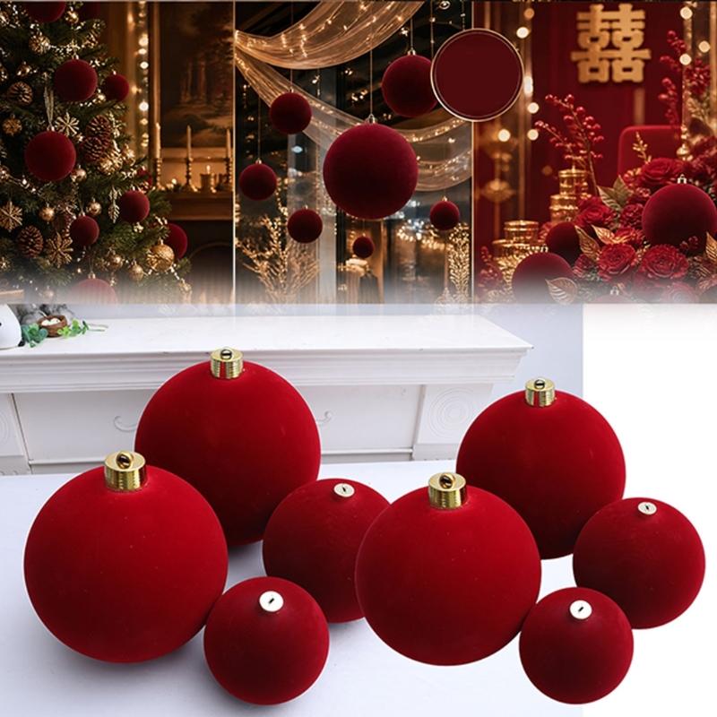 Velvety Christmas Ball Decorations Shatterproof Plastic Decorative Baubles Ornament for Christmas Tree Mantels Staircase