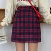 Fashion Women Plaid Printed Skirt Strap Elastic Ladies Slim Short Skirts