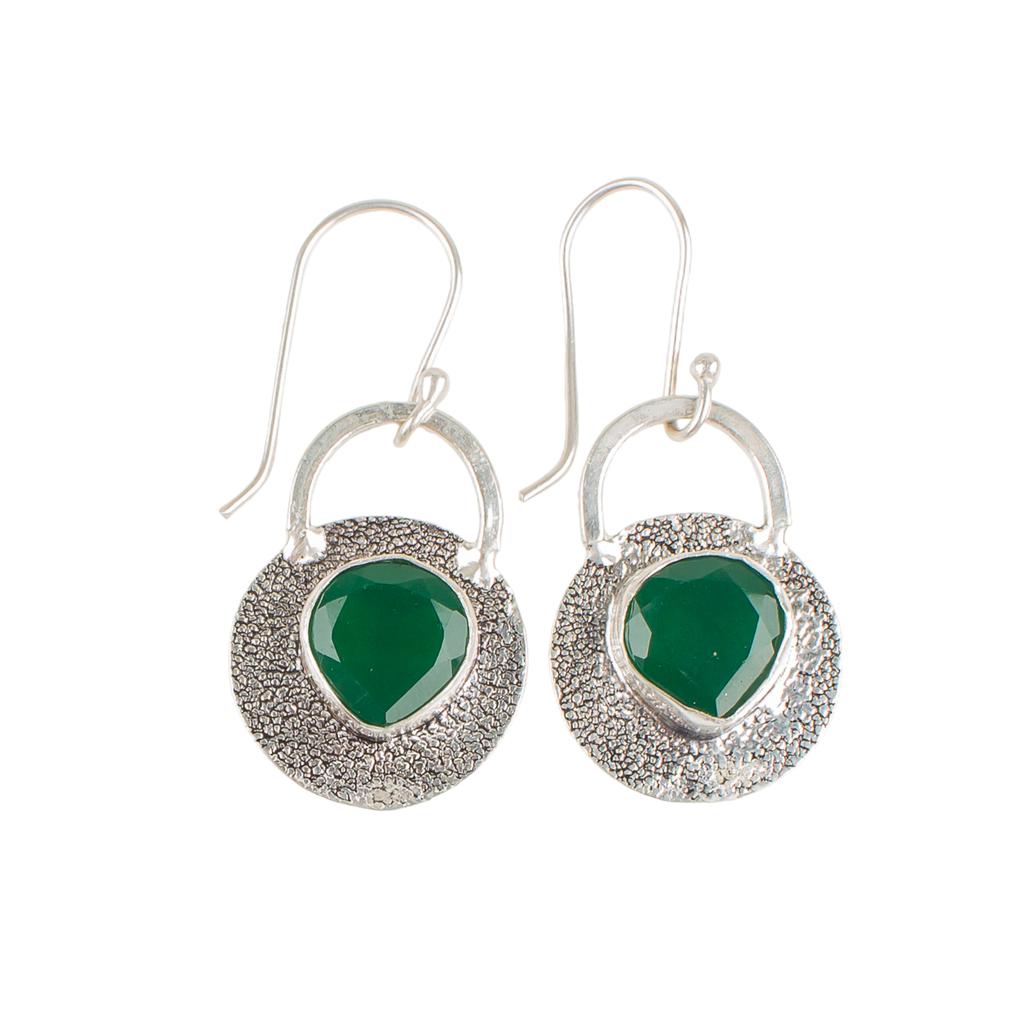 Green Onyx Gemstone 925 Sterling Silver Jewelry Handmade Dangle Earrings 1.30" EE-63-16