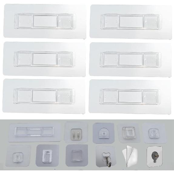 12 PCS Wall Mounted Replacement Sticky pads for Kitchen Bathroom Shower Caddy Organizer Rack Holder Nail Free Adhesive Hooks (Square)