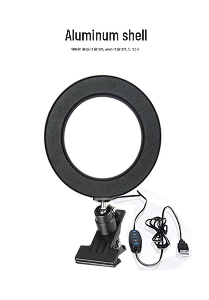4" Aluminum Shell 5-Color Temperature Clip-On Beauty Ring Light for Video Conferencing and Live Broadcasts