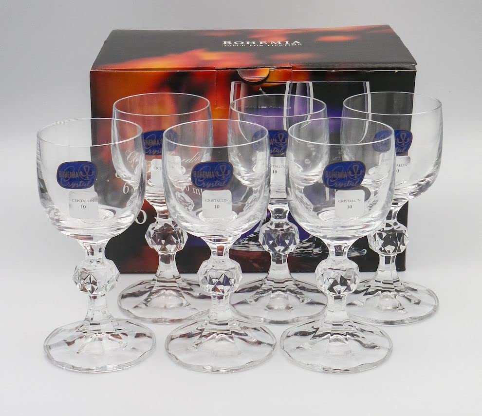 Bohemian Glass "Claudia" Liqueur and Chilled Sake Glasses, Set of 6, 40149-50-6, Dishwasher Safe, Crystallex