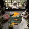Deer Pattern Round rug,Carpet Rug for Living Room Bedroom Playroom ,Non-slip Floor Mat,Holiday Gifts and Birthday Gifts.