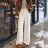 Women's Plus Size Velvet-Lined Wide-Leg Wool Pants - Autumn/Winter.